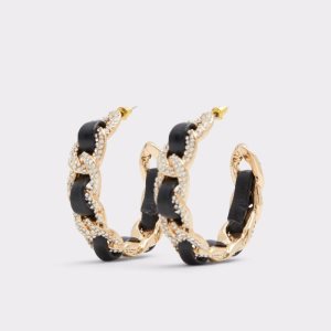 Aldo Blacklink Hoop Ohrringe Schwarz Gold Mehrfarbig | LDI-149572