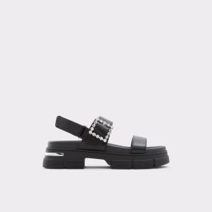 Aldo Corinne Flache Sandal - Lug Sole Sandalen Schwarz | SPZ-960871