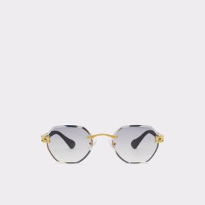 Aldo Hassaleh Round Sonnenbrille Gold | XKY-183596