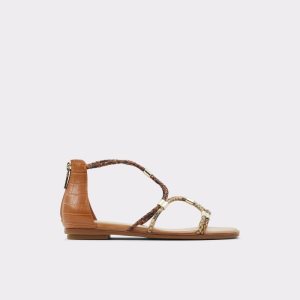 Aldo Oceriwenflex Riemchen Flache Sandal Sandalen Braun Mehrfarbig | FUV-869702