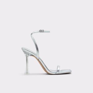 Aldo Vivanti Riemen Absatz Sandal Blockabsatz Silber | TQC-748906